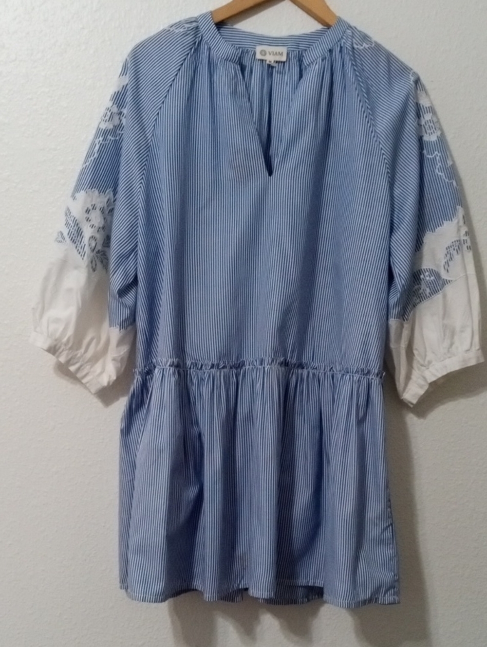 Viam Blue & White Striped Mini